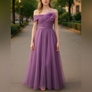 BCBGmaxazria Lavender Asymmetrical Tulle Ball Gown